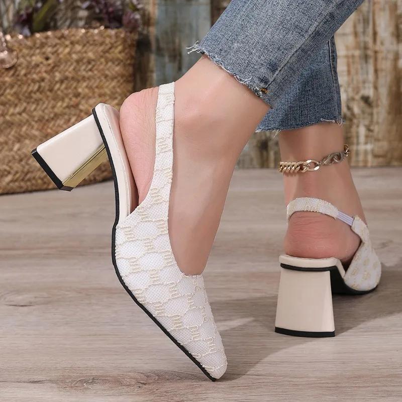 Модные женские туфли на высоком каблуке с острым носком на толстом каблуке, туфли-лодочки без застежек, большие размеры, лаконичные босоножки без застежек