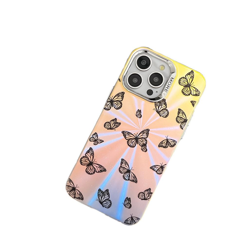 Electroplated Laser Butterfly for Apple 16E Mobile Phone Case for IPhone15promax Creative Personality New Style