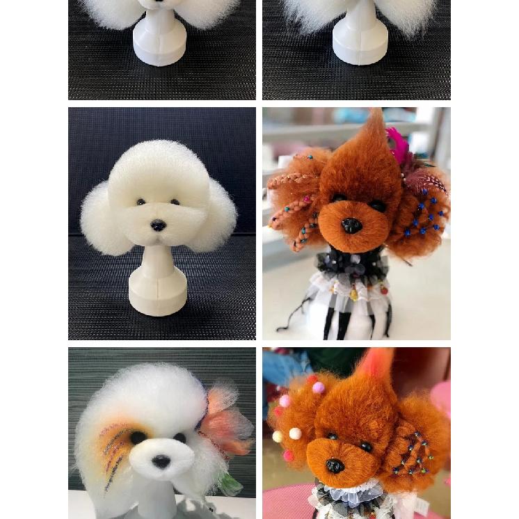 Standard Bichon Pet Simulation Model Dog for Grooming Practice Fake Hair Trim And Style Must Be Used with Skeleton Model