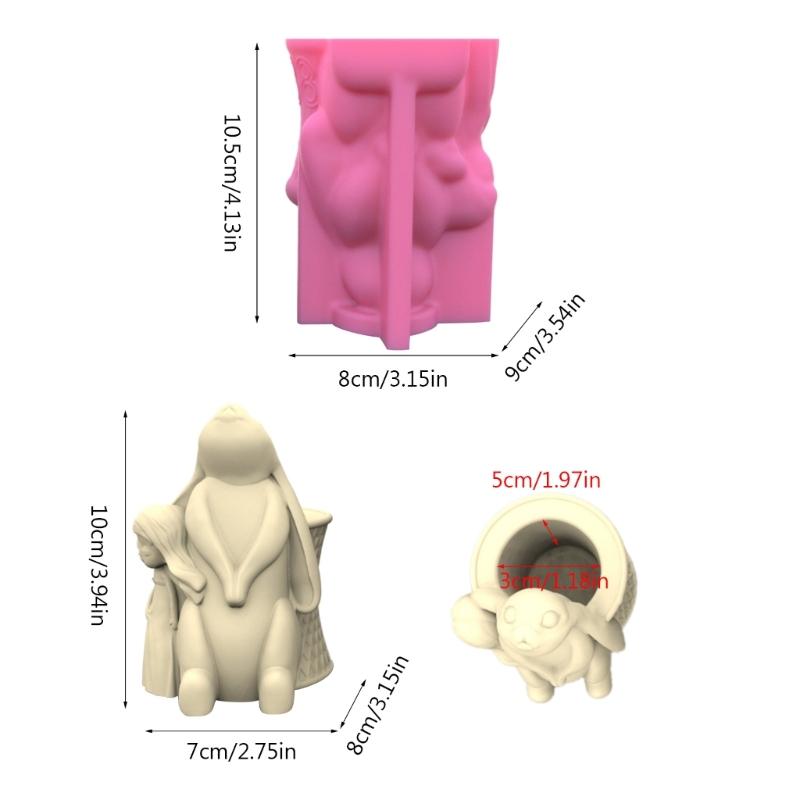 Rabbit and Girl Silicone Mold for DIY Flower Pots Reusable Pen Holder Epoxy Casting Molds Home Ornament Resin Molds
