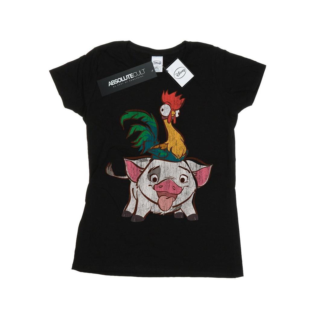 Disney Womens/Ladies Moana Hei Hei And Pua Cotton T-Shirt