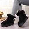 Fashion Women Boots  Winter New Bow Plus Cotton Boots Casual All-match Thick Soled Mid-tube Snow Boots Fashion Retro Outdoor Women Shoes