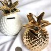Golden/white Pineapple Ceramic Ornaments Pineapple Save Money Box Gold Coin Piggy Bank Storage