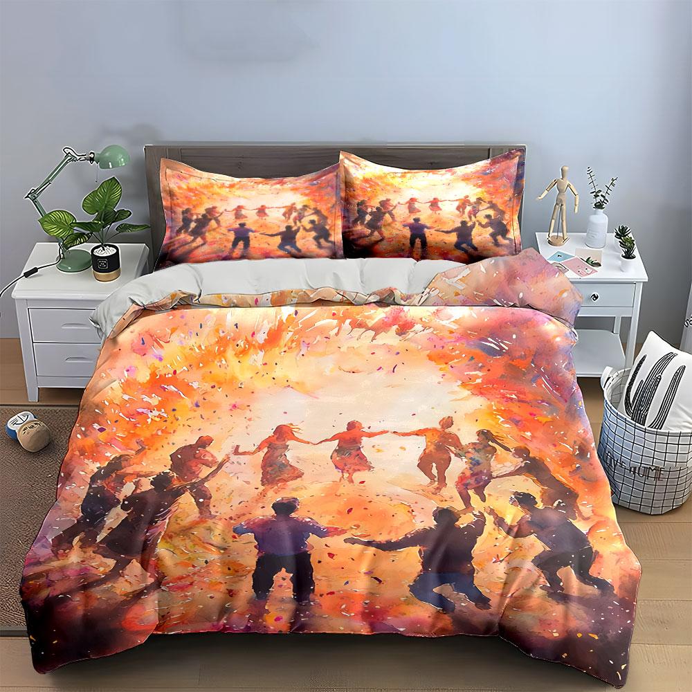Dance Celebration Art Print Bedding Duvet Cover Set Duvet Cover Pillowcases  (1*Duvet Cover 2*Pillowcases, without duvet insert)