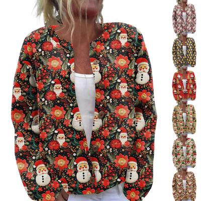 Женский рождественский свитер Милый забавный рождественский свитер Осень и зима Свитер с длинным рукавом вязаный