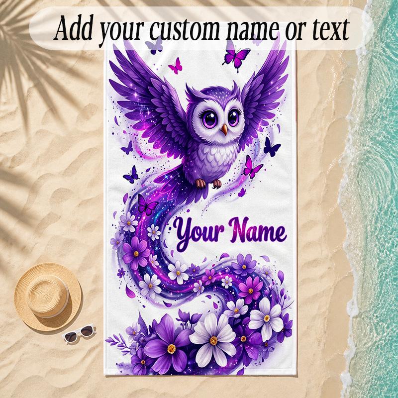Birds Theme Soft Beach Towel Personalized Custom Name Text Towel Portable for Beach Pool Travel