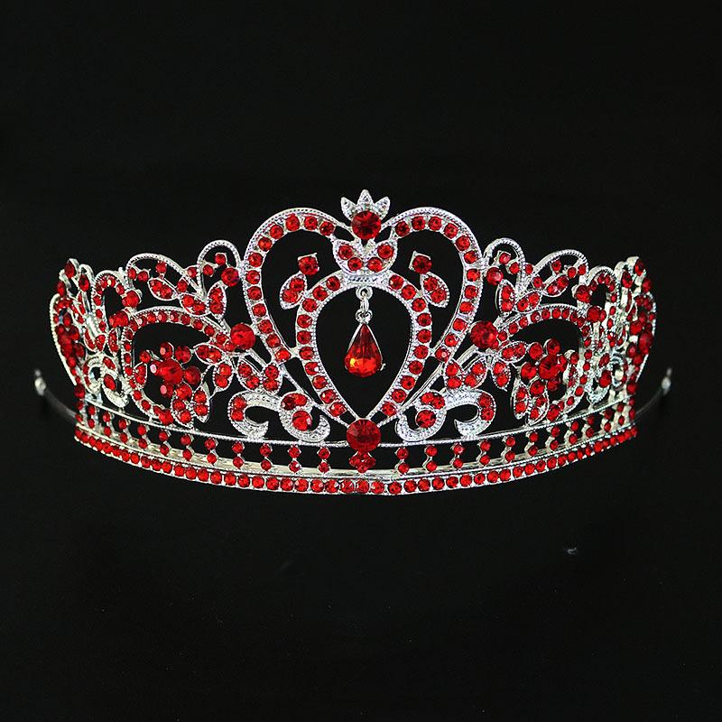 Европейская корона в стиле барокко, сплав, стразы, ювелирные украшения, свадебная корона, гальваническое покрытие, толстое серебро, золото, сердце, свадебная тиара