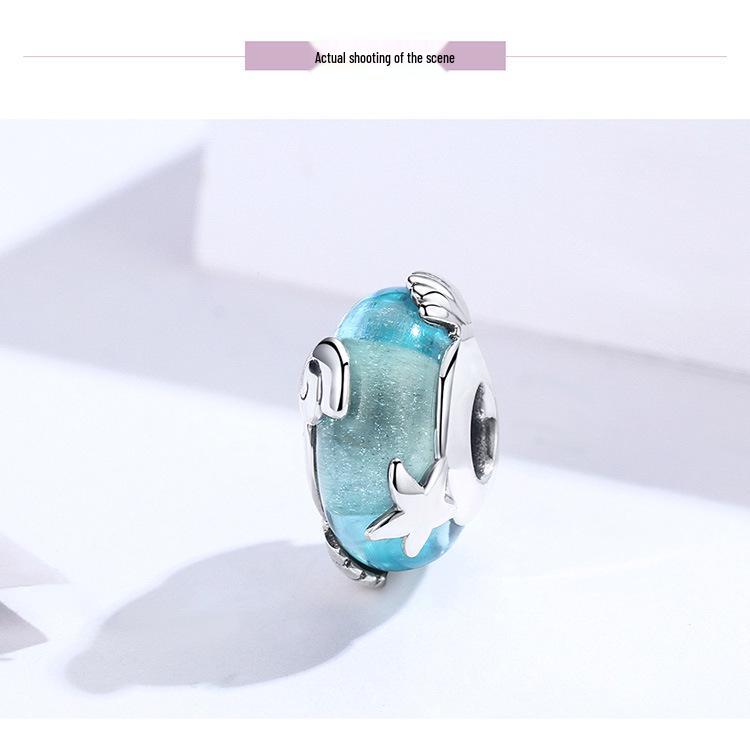 Ювелирные изделия из стерлингового серебра 925 пробы с бисерным стеклом «Океанский мир»