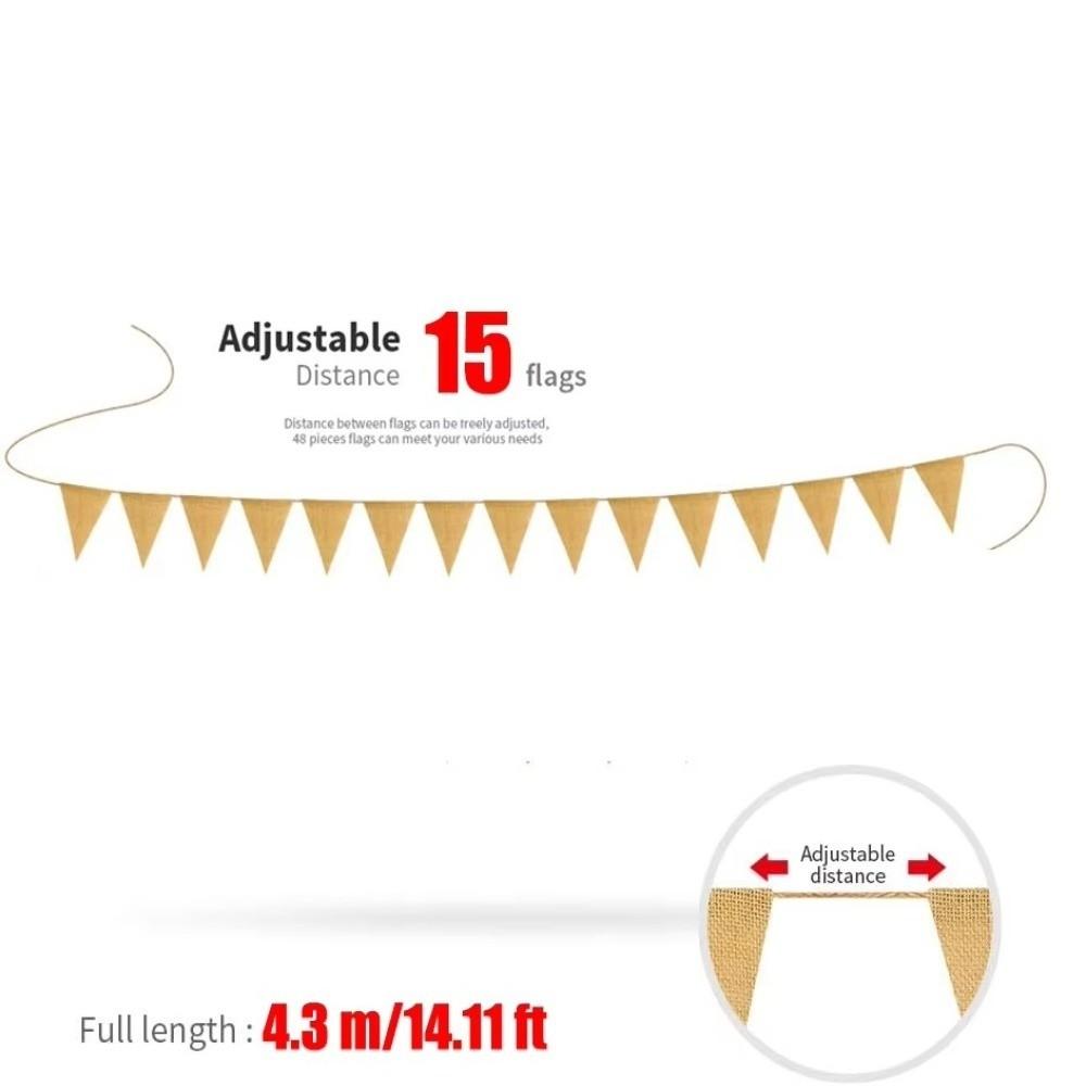 4.3M Length Jute Hessian Flag Garland Triangular Shape Triangular Bunting Garland Birthday Party