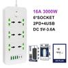 2500W/3000W Power Strip 2M Universal Extension Cord Socket 3/4/6 WAY UK Plug Fast Charging Power Board