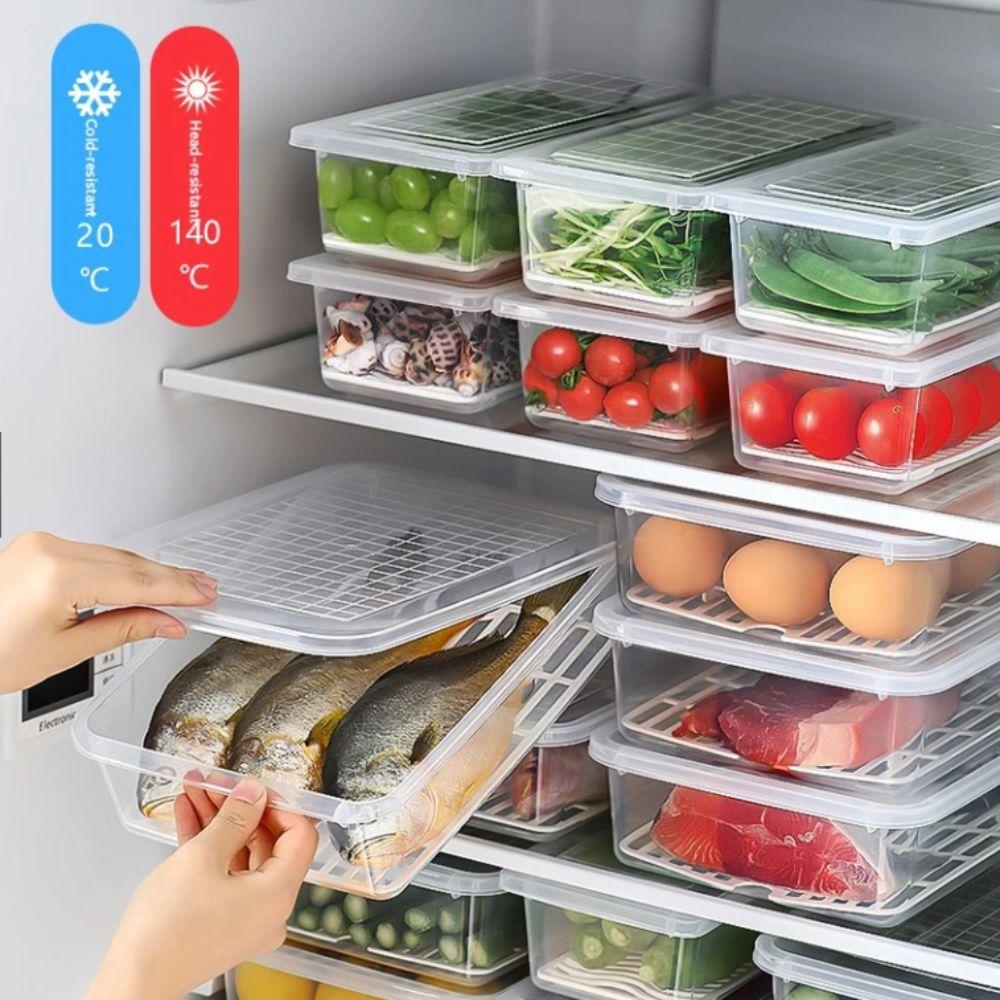 Новый прозрачный контейнер для хранения продуктов с крышкой, герметичный, органайзер для холодильника, поддон для слива, контейнер для заморозки, холодильник