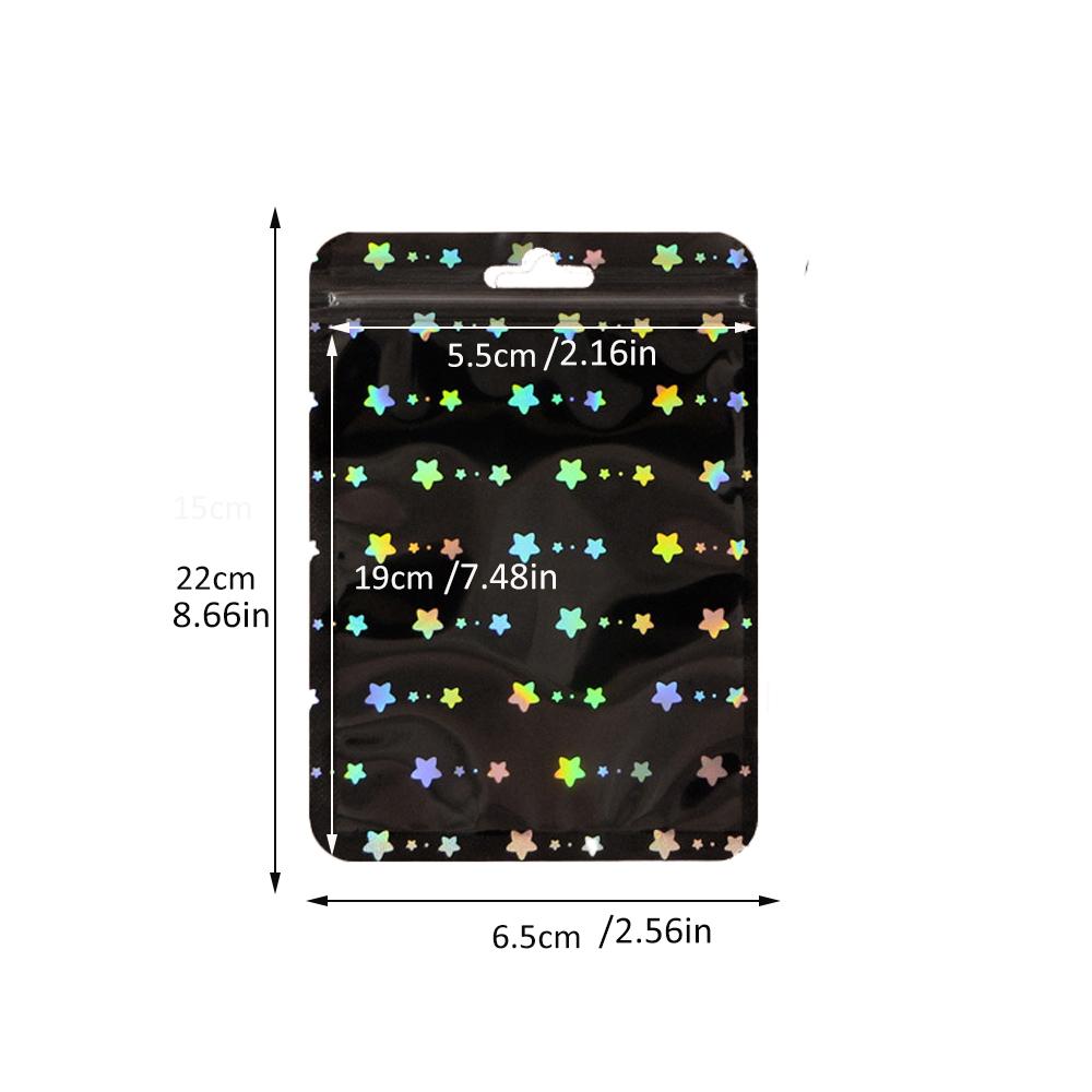 50 шт. голографический лазерный прозрачный пластиковый мешок для ювелирных изделий на молнии для хранения бусин в подарок для малого бизнеса упаковочные материалы