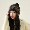 Осенне-зимняя шапка с защитой ушей, вязаная, женская, этнический стиль, теплая шерстяная шапка