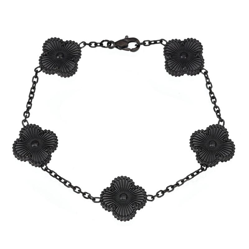 Браслет из титановой стали 15 мм, двухсторонний, с четырехлистным клевером, не выцветающий, модный браслет с цветком четырехлистного клевера