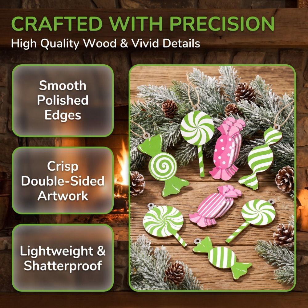 2D Flat Christmas Tree Decor Wooden Home Decor Cute Style Christmas Hanging Christmas Gift Giving