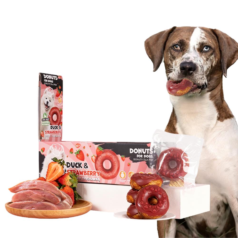 Collagen Donut with Duck and Strawberries Dog Treat Uniq Pets 1 Pcs
