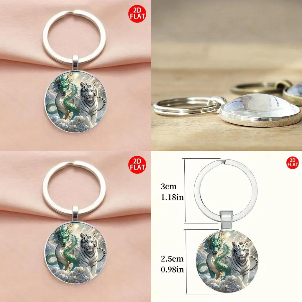Mythical Dragon Keychain With Glass Pendant For Party Gift And Friendship