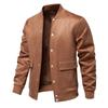Мужская зимняя бейсбольная куртка, мужское замшевое повседневное пальто с карманами