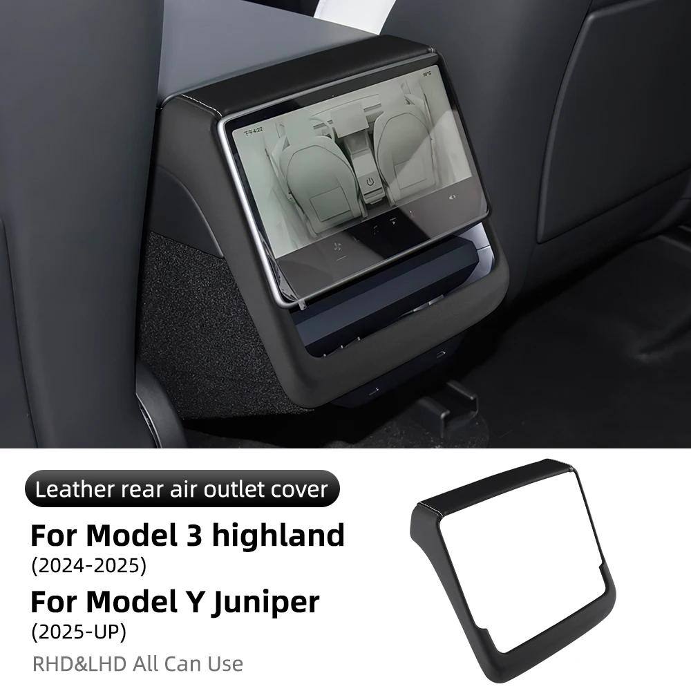 For Tesla Model 3 Highland 2024 2025 2026 Model Y 2025 Juniper Launch Leather Rear Screen Frame Protective ABS Cover Accessories