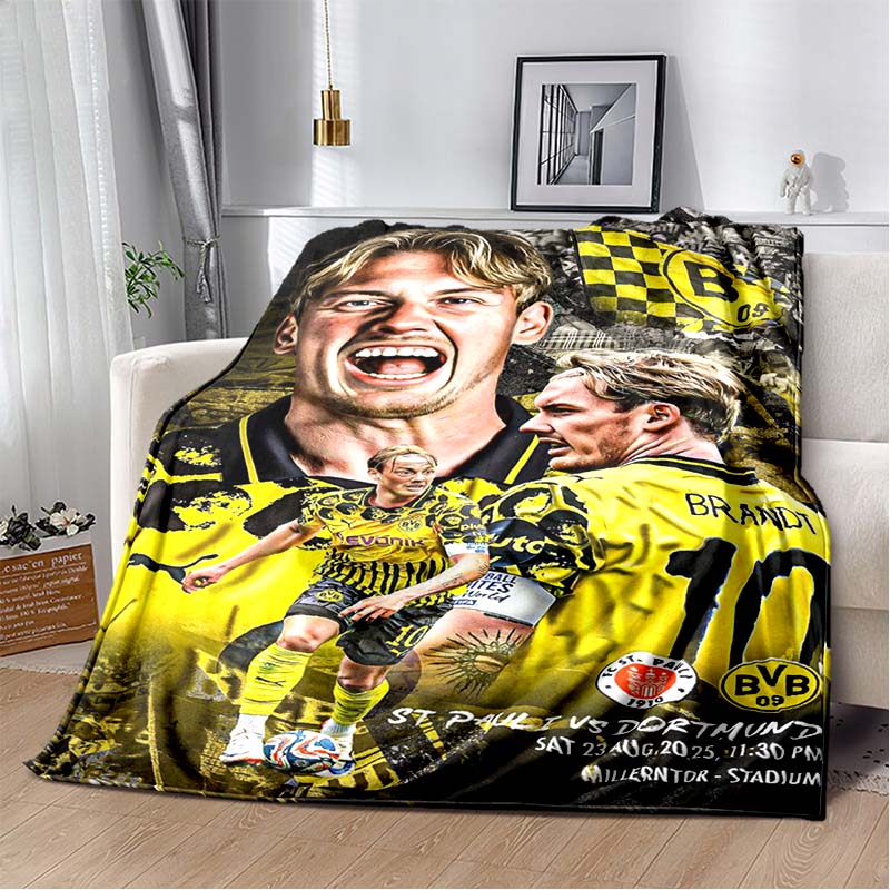 Borussia Dortmund BVB Football Player Print Throw Blanket, Soft Flannel Blanket for Sofa Bedroom, Soccer Fan Collectible Gift