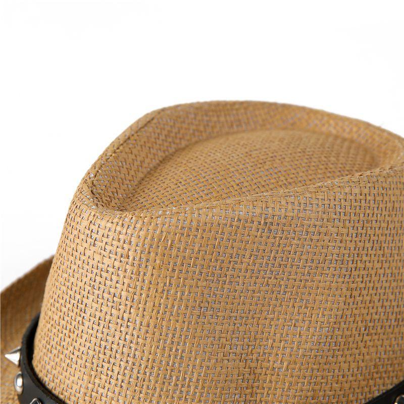 Hat Women's Summer Fashion British Top Hat Breathable Sunshade Hat Riveted Jazz Hat Men's Straw Weaving Small Hat