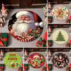 Christmas Floor Mat Round Santa Claus Xmas Area Rug Anti-Slip Absorbent Gingerbread Man Carpet for Festive Home Entrance Living Room Decor