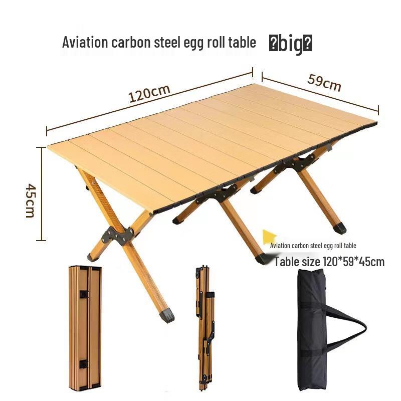 Portable Carbon Steel Roll-up Camping & Picnic Table