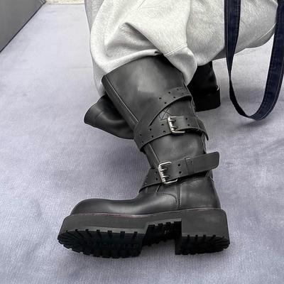 2025 Новые ботинки-локомотивы Diablo, длинные ботинки, пряжка ремня, ботинки Мартин, панк-ботинки, женские