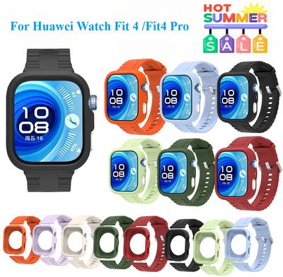 ТПУ чехол+ Силиконовый ремешок для Huawei Watch Fit 4 /Fit4 Pro Защитная крышка Бампер Корпус Часы Ремешок Замена
