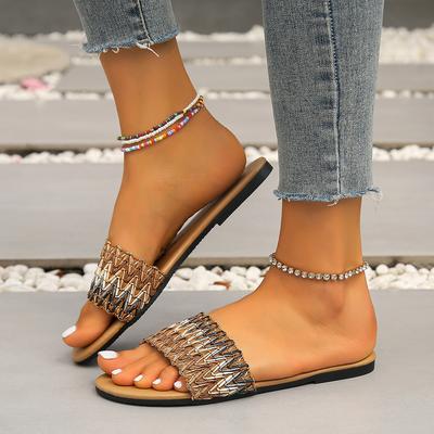 Европейские и американские большие размеры, сочетание цветов, летние новинки, круглый носок, толстая подошва, модная повседневная верхняя одежда, сандалии на одной перемычке женские