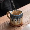 Керамическая кружка ручной работы 320 мл Винтажная чашка для чая и кофе с ротанговой ручкой Креативный спиральный дизайн Градиентная глазурь Посуда для напитков Домашний декор Подарки
