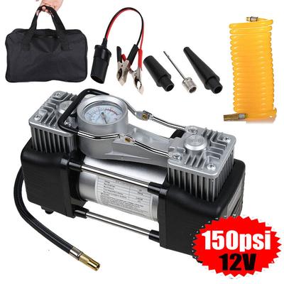 150psi автомобильный воздушный компрессор насос DC 12V двухцилиндровый автомобильный шиномонтажный насос с манометром пористый автомобильный металлический воздушный сжимаемый