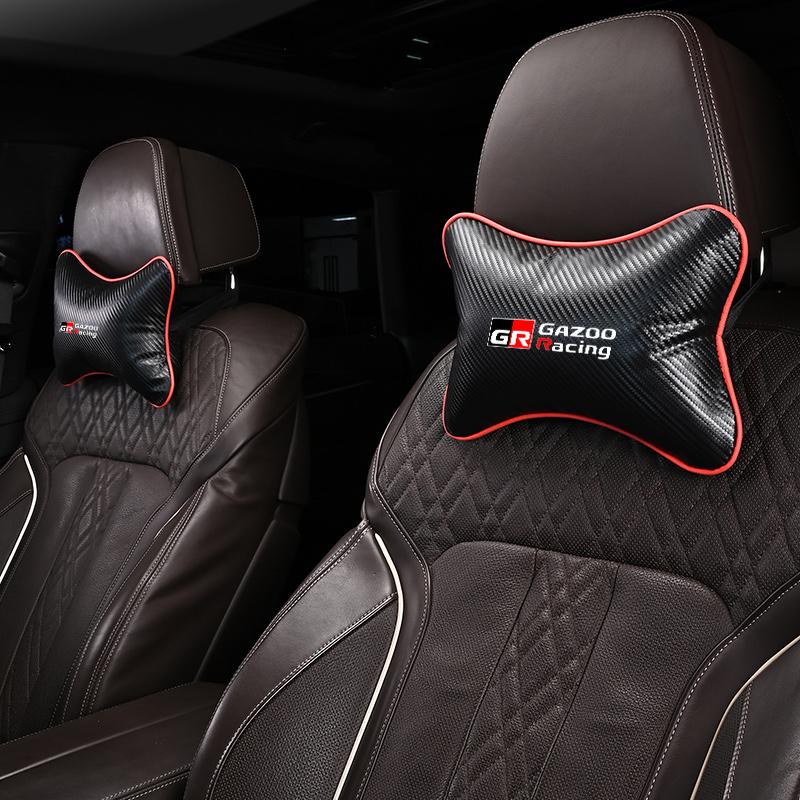 WBE3  Carbon Fiber Car Headrest Seat Belt Shoulder Pad Auto Accessories For Toyota GR Gazoo Racing Supra Corolla Parts Sport 86 Yaris
