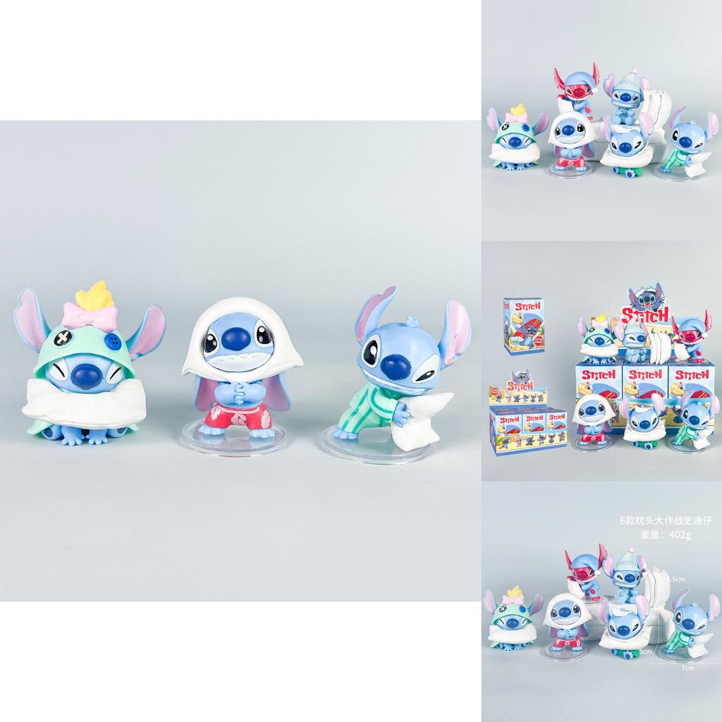 6 Pcs Stitch Sleepwear Pillow Design Mini Model Desktop Ornament Decor Set For Kids And Fans