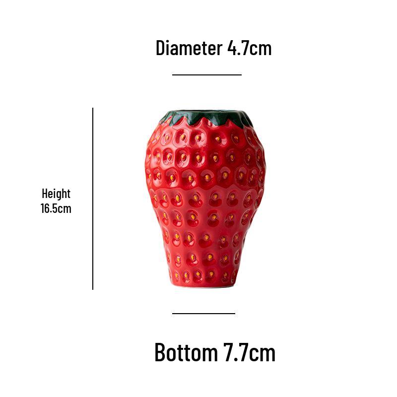Strawberry Ceramic Vase for Fresh or Dried Flowers - Elegant Home Decor & Entryway Ornament