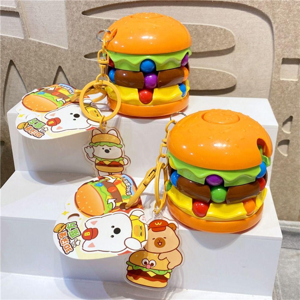 Finger Top Toy Dog Hamburger Doll Key Chain Capybara Puzzle Cube Keychain Girls Couple Girlfriends