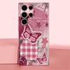 Чехол для телефона Glass с узором из звезд и бабочек, цвет Madam pink, для Samsung Galaxy S26 S25 S24 S23 S22 S21 FE Ultra Plus, ударопрочный
