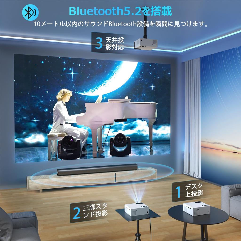 Проектор для домашнего использования, высокоскоростной 5G WiFi Bluetooth Full HD 1080P 4K, совместимый с небольшим домашним проектором, беспроводное подключение, большой экран, динамик