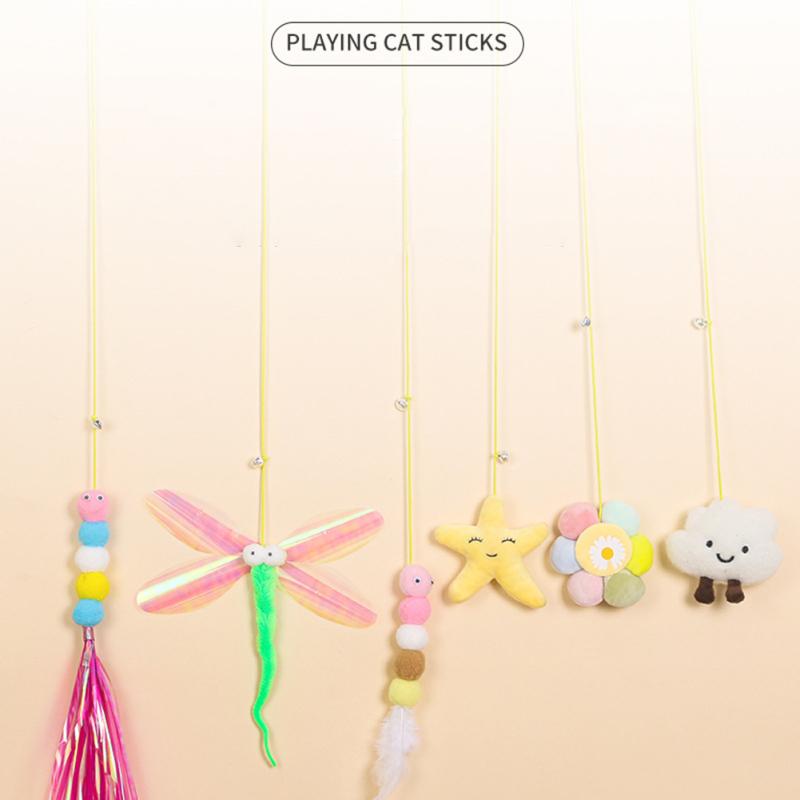 Cat Plush Teaser Stick Hanging Door Interactive Play Chase Exercise Toys Pet Supplies For Indoor