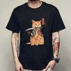 New Fashion Summer Mens T Shirt Casual Short Sleeve Samurai Cat Print Anime Tshirt Men Women Japanese Neko Sushi Wave Tops