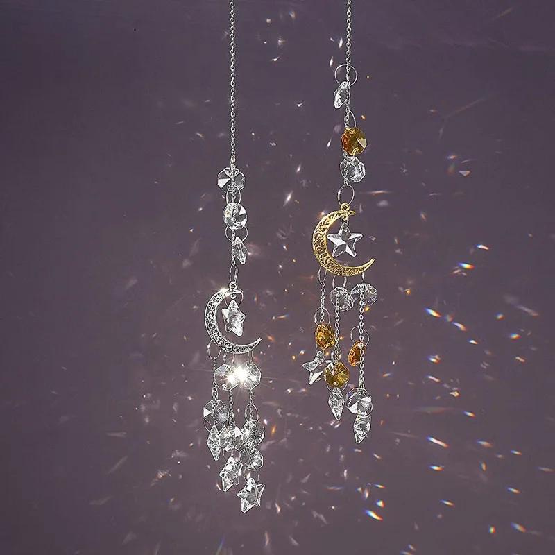Crystal Rainbow Catcher Glass Light Wind Chimes Outdoor Art Hanging Pendant Home Decor Garden Prism Window Decoration Crafts