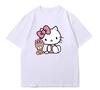 2026 ХеллоКитти Sanrio Печатная Хлопковая Футболка Летний Мультяшный Дизайн Детская С Круглым Вырезом Модная Свободная Посадка Повседневная Одежда