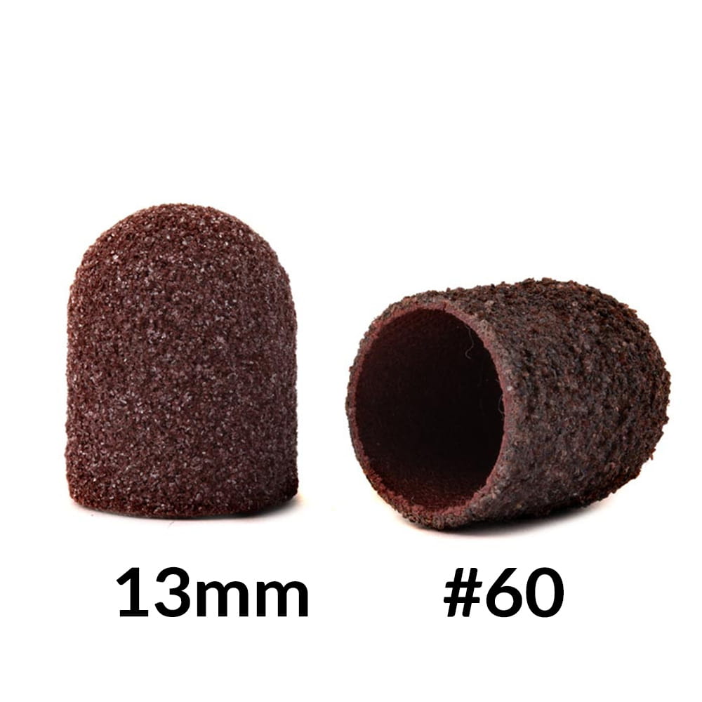Kapturki Ścierne Do Pedicure Z Bawełnianym Środkiem 13Mm Gradacja 60 Brązowe Allemed 10 Szt