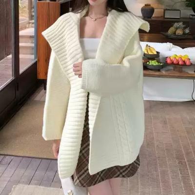 Осень Зима Свободный Вязаный Женский Кардиган Свитер Куртка Корейский Стиль Повседневный Офисный Вязаный с Косами Длинный Рукав Пальто Мода Элегантный Простой Куртки Одежда