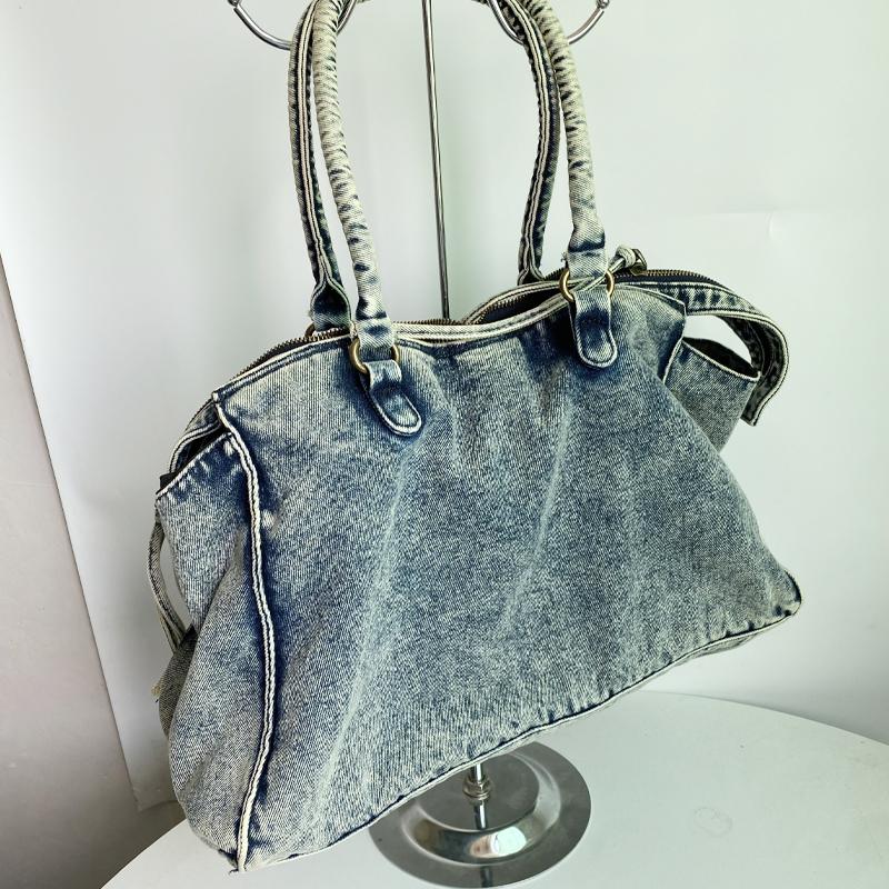 Denim Tote Bags for Women Luxury Designer Large Capacity Shoulder Crossbody Bags Trending City Bags and Purses Bucket Bag