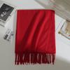 Korean atmosphere solid color scarf women's autumn and winter thickened imitation cashmere Christmas red versatile scarf neck protection shawl men