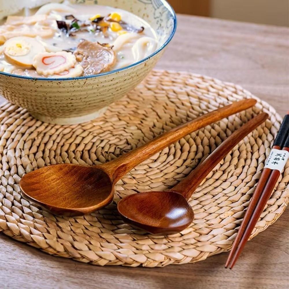 1 шт. Большая ложка для смешивания с длинной ручкой, ложка для подачи, японский стиль, деревянная посуда, столовая посуда