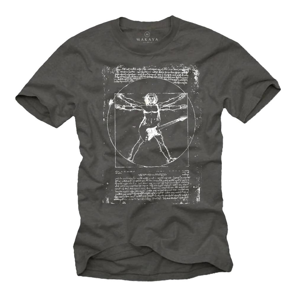 ROCK MAN Da Vinci Vintage Rocker Engaging Artistic American Retro Short Sleeve T-Shirt Men Women Summer Cotton T Shirts Clothing