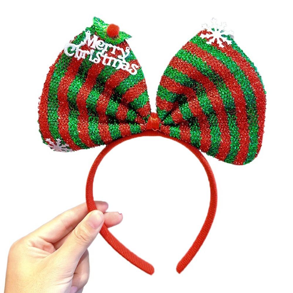 Non-slip Christmas Hairband Plush Christmas Headband Gift Bowknot Hair Hoop Party