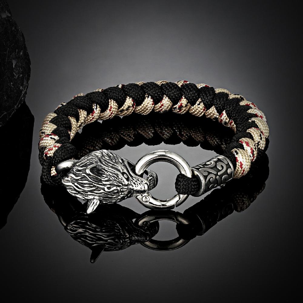Ретро-скандинавские браслеты для выживания в стиле волка Одина, мужские браслеты для выживания в стиле викингов Geri&Freki из нержавеющей стали, паракордовые веревочные браслеты ручной работы, украшения для активного отдыха